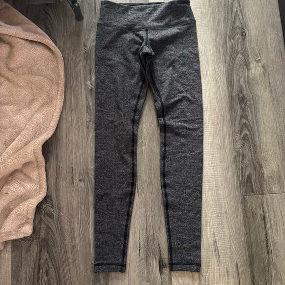 Lululemon Wunder Under High-Rise Herringbone Leggings Black White Size 4 EUC - Picture 1 of 7